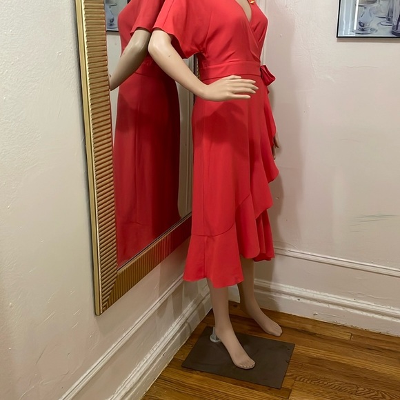 Whistles Red Ruched Wrap Sundress - Picture 3 of 16